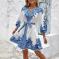 Women's Printed Tie-Waist V-Neck Dress