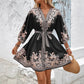 Women's Printed Tie-Waist V-Neck Dress