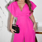 👗 Women’s V - Neck Wide - Legged Jumpsuit | One - Piece Chic & Comfort