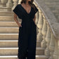 👗 Women’s V - Neck Wide - Legged Jumpsuit | One - Piece Chic & Comfort