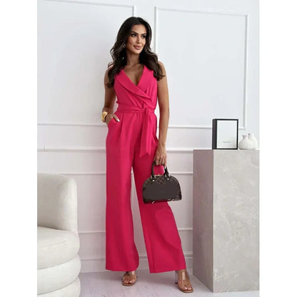 ☀️Women's Sleeveless V-Neck Solid Jumpsuit🕊️