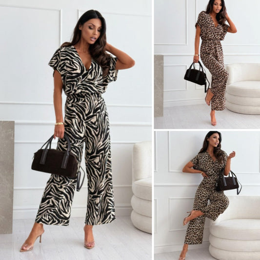 Women’s Leopard Print Wide-Leg Jumpsuit