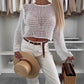 Women's Long Sleeve Hollow Out Knitted Top