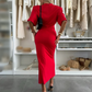 Cotton Short Sleeve Slit Midi Dress