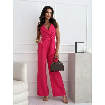 ⏳Time-limited Special⏰Women's Sleeveless V-Neck Solid Jumpsuit