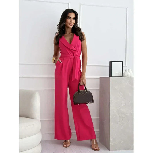 ⏳Time-limited Special⏰Women's Sleeveless V-Neck Solid Jumpsuit