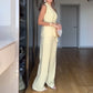 V-Neck Sleeveless Top and Straight-Leg Pants 2-piece suit