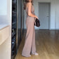 V-Neck Sleeveless Top and Straight-Leg Pants 2-piece suit
