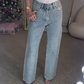 Rhinestone-Embellished Straight-Leg Jeans