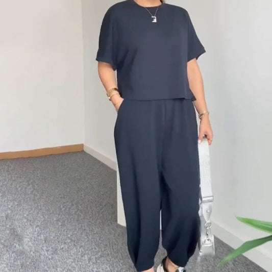 Women's Casual Short Sleeve Top and Pants Set