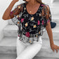 Women's Printed Mesh Patchwork Top