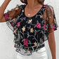 Women's Printed Mesh Patchwork Top