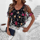 Women's Printed Mesh Patchwork Top