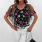 Women's Printed Mesh Patchwork Top