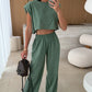 Women's Casual Cropped Top & Full-Length Pants Set