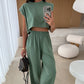 Women's Casual Cropped Top & Full-Length Pants Set