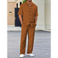 Men's Collared Top & Drawstring Pants Set