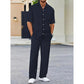 Men's Collared Top & Drawstring Pants Set