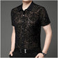 Men's Sparkly Sheer Short-Sleeve Dance Shirt