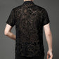Men's Sparkly Sheer Short-Sleeve Dance Shirt