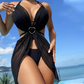 Solid Color Halter Bikini 3-Piece Set