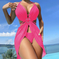 Solid Color Halter Bikini 3-Piece Set