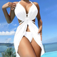 Solid Color Halter Bikini 3-Piece Set