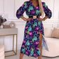 Women’s Elegant Floral Print V-Neck Side Slit Dress