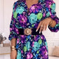 Women’s Elegant Floral Print V-Neck Side Slit Dress