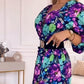 Women’s Elegant Floral Print V-Neck Side Slit Dress