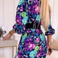Women’s Elegant Floral Print V-Neck Side Slit Dress