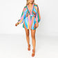 Women's V-Neck Striped Long-Sleeve Short Dress
