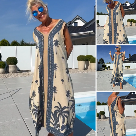 Women's Casual Print V-Neck Sleeveless Dress