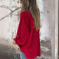 Women's Simple Loose-Fit Top with Rolled Sleeves