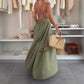 Women's V-Neck Open-Back Maxi Dress