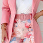 Women's Stylish Blazer & Floral Print Shorts Set