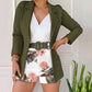 Women's Stylish Blazer & Floral Print Shorts Set