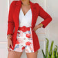 Women's Stylish Blazer & Floral Print Shorts Set