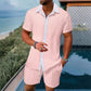 Men's Fashion Button-Down Shirt & Shorts Set