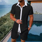 Men's Fashion Button-Down Shirt & Shorts Set