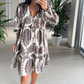 Women’s Fashion Print V-Neck Mini Dress