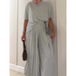 Women's Solid Loose Short Sleeve Top & Wide Leg Pants 2-Piece Set