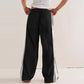 Women’s Striped Drawstring Wide-Leg Pants with Pockets