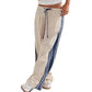 Women’s Striped Drawstring Wide-Leg Pants with Pockets