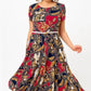 Vintage Print Chiffon A-Line Dress