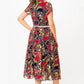 Vintage Print Chiffon A-Line Dress