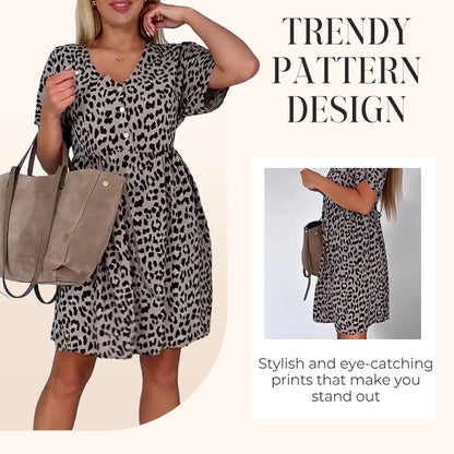 Women's Casual V-Neck Short Sleeve Dress