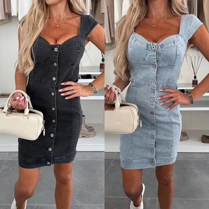 Women's Casual Button-Down Denim Dress