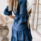 🔥Last Day Promotion 50% OFF👗V-Neck Ruffle Trim Summer Dress – Lightweight Denim Look