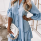 🔥Last Day Promotion 50% OFF👗V-Neck Ruffle Trim Summer Dress – Lightweight Denim Look